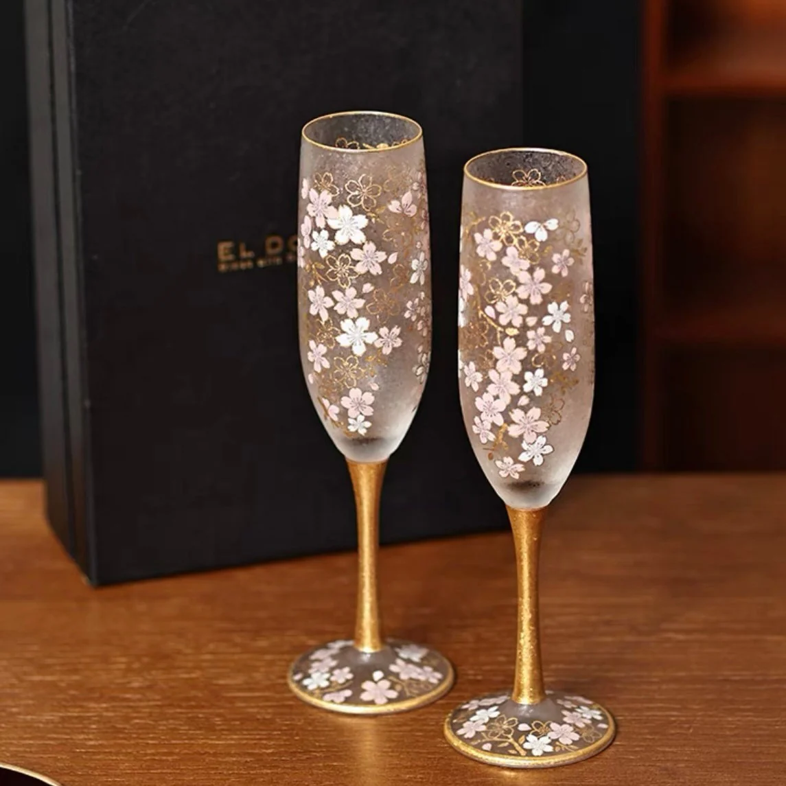 Aderia Sakura Gold-Trim Frosted Wine Glass - Image 6