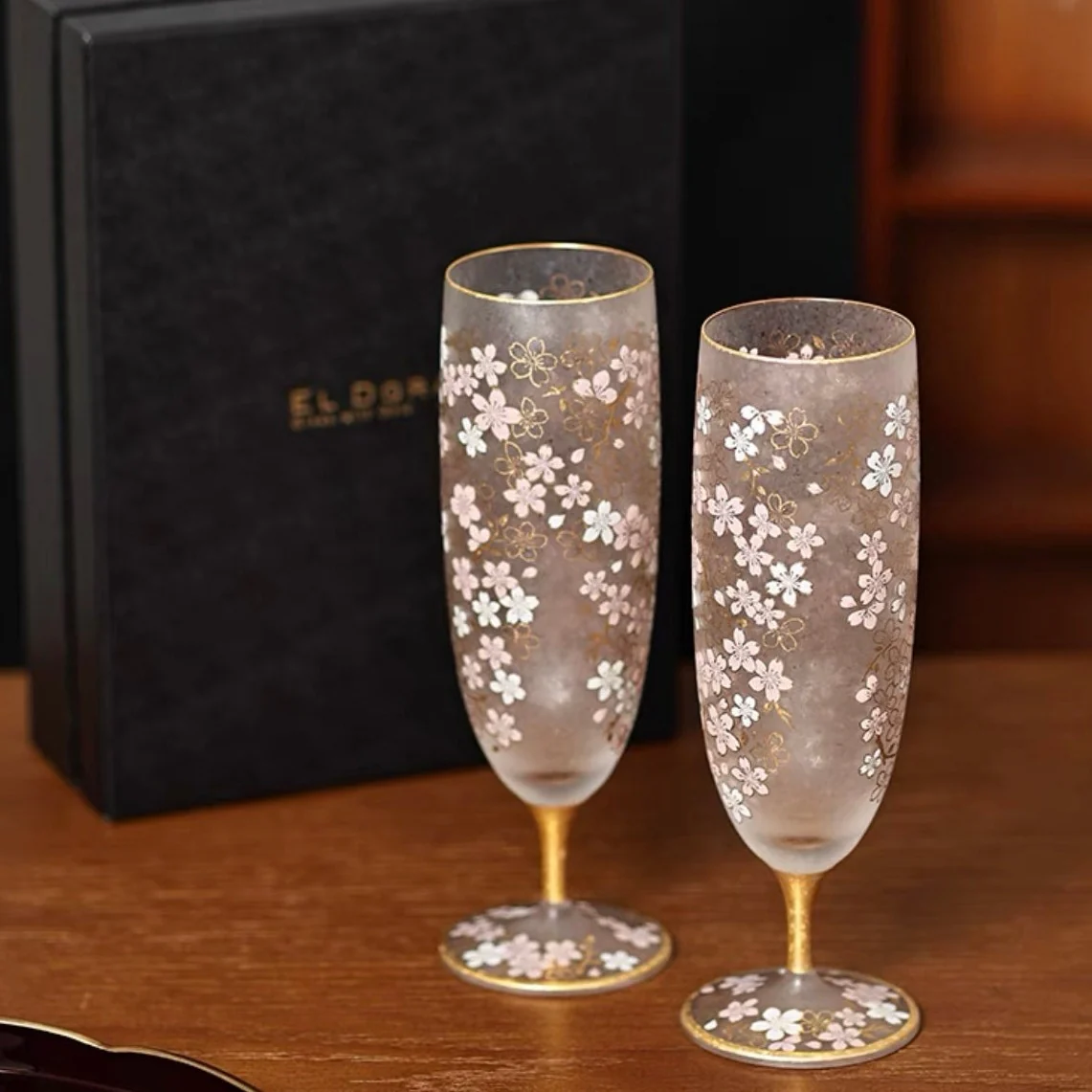 Aderia Sakura Gold-Trim Frosted Wine Glass - Image 7
