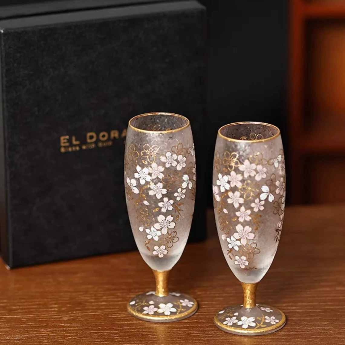 Aderia Sakura Gold-Trim Frosted Wine Glass - Image 9