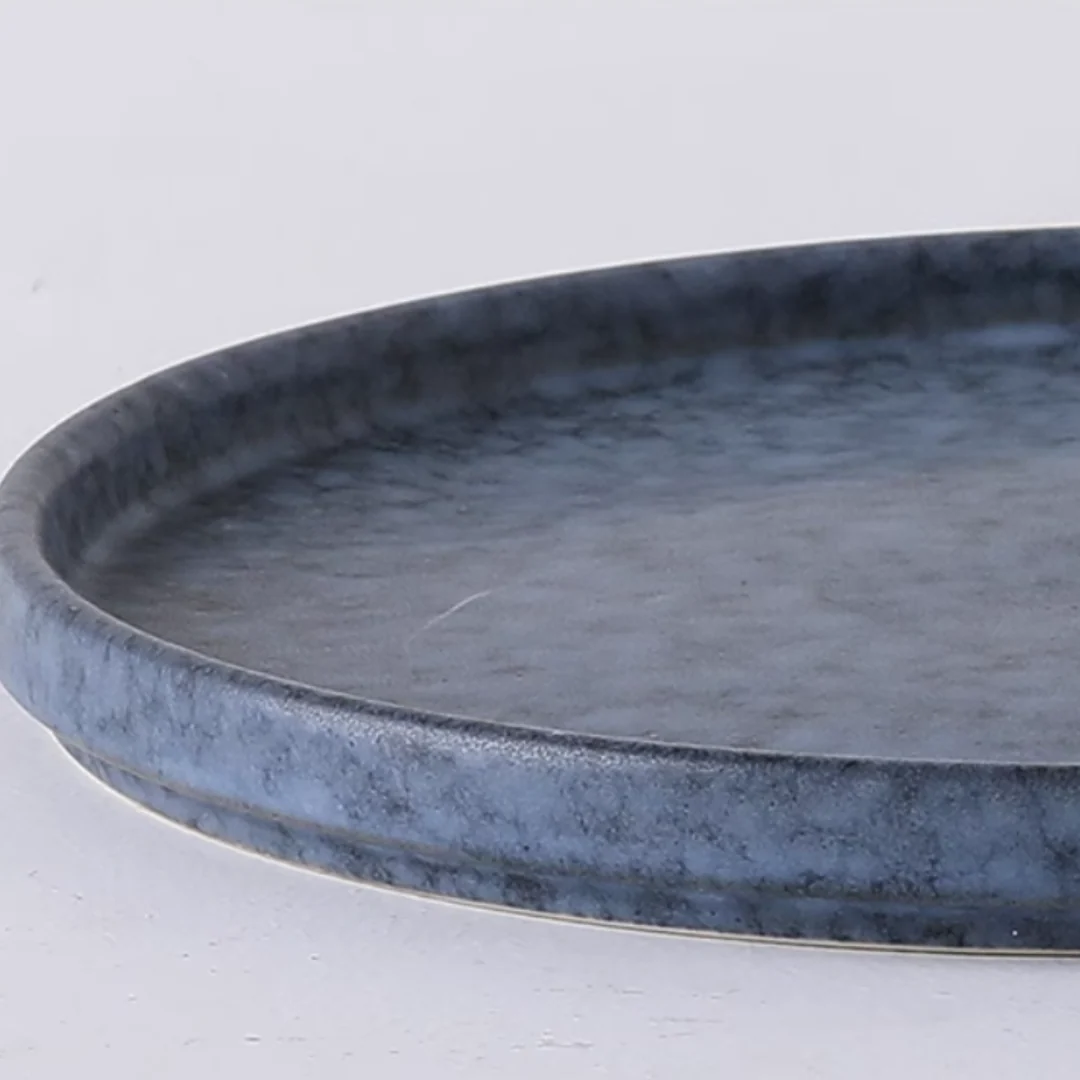 ALANIZ GIN Series Handcrafted Blue Snow Straight-Sided Plate - Image 8