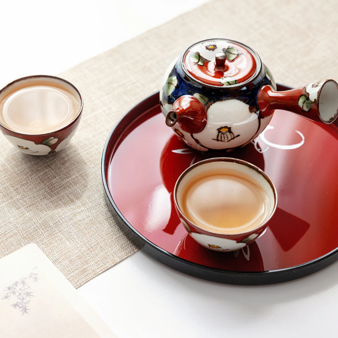 Arita-yaki Hand-Painted Vintage Camellia Teapot Set - Image 6