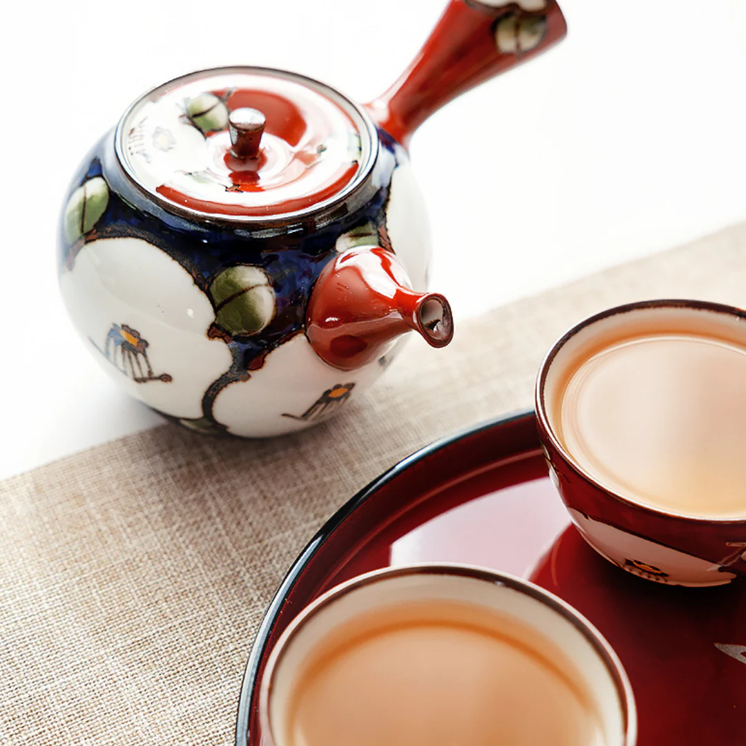 Arita-yaki Hand-Painted Vintage Camellia Teapot Set - Image 8