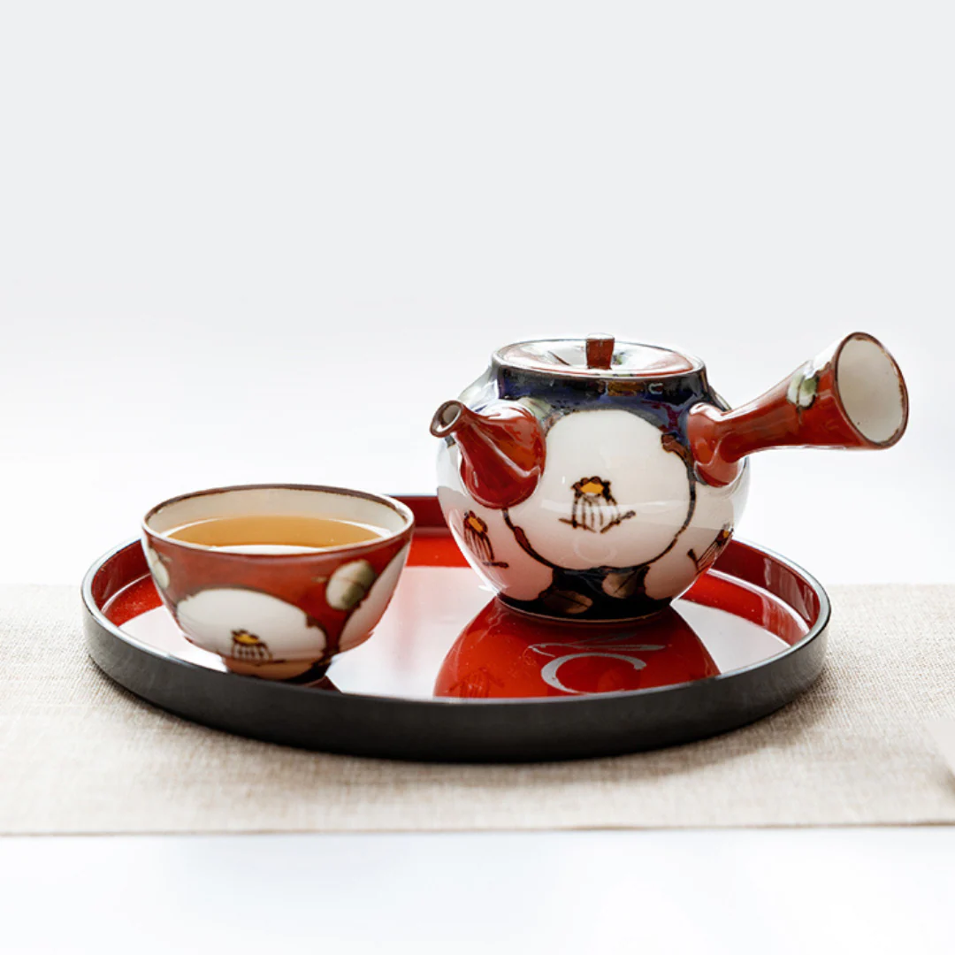 Arita-yaki Hand-Painted Vintage Camellia Teapot Set - Image 9