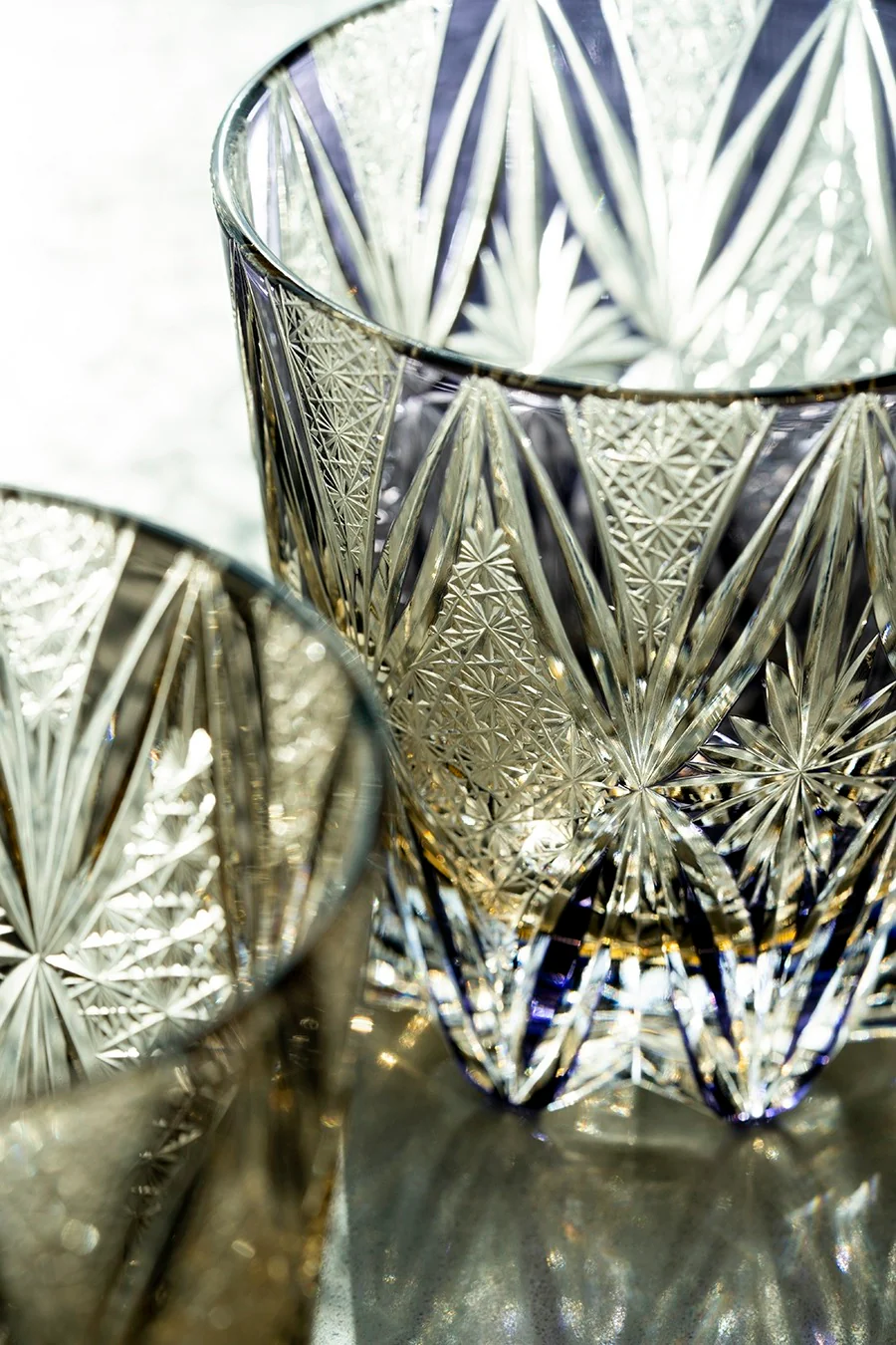 Edo Kiriko Hand-Carved Brocade Whiskey Glass - Image 3