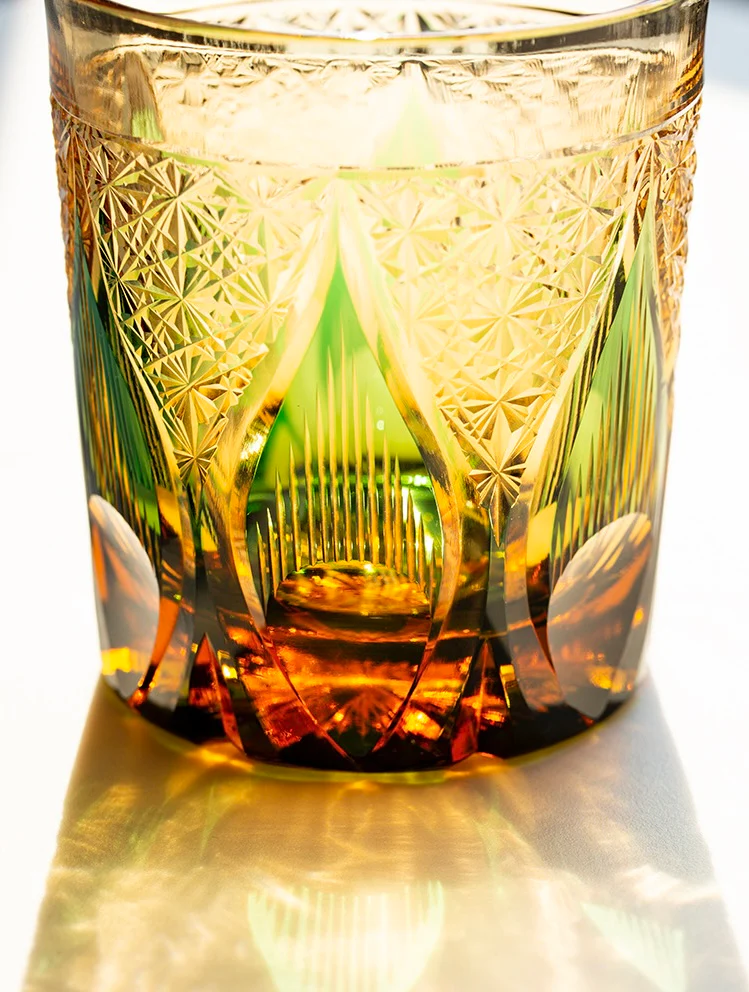 Edo Kiriko Hand-Carved Candle Flame Whiskey Glass - Image 3