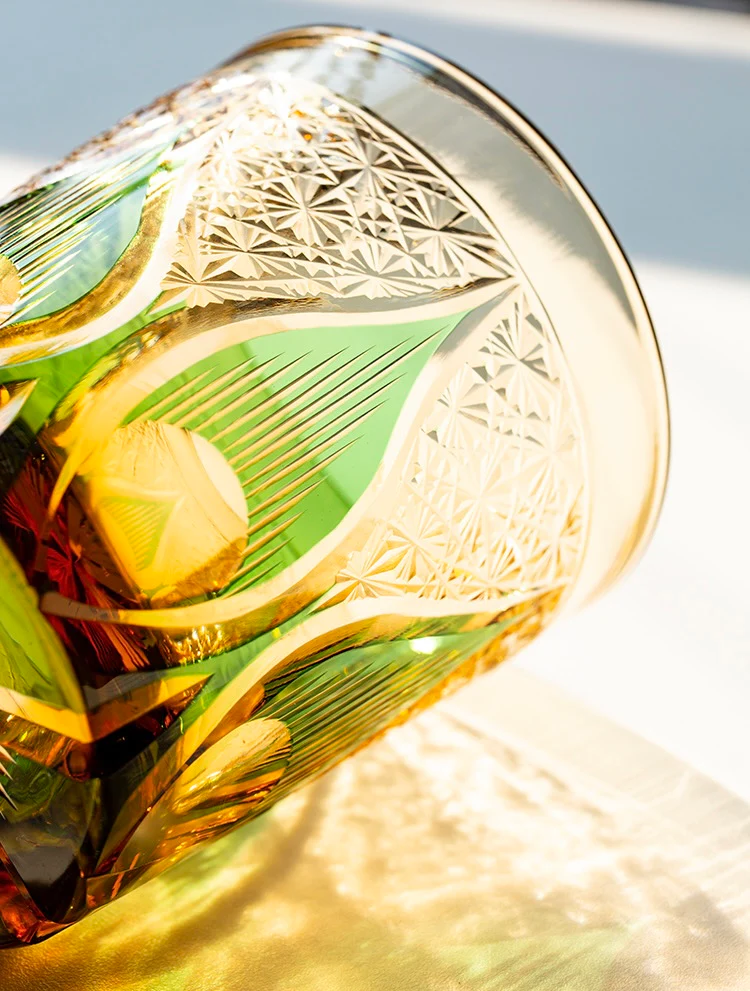 Edo Kiriko Hand-Carved Candle Flame Whiskey Glass - Image 4