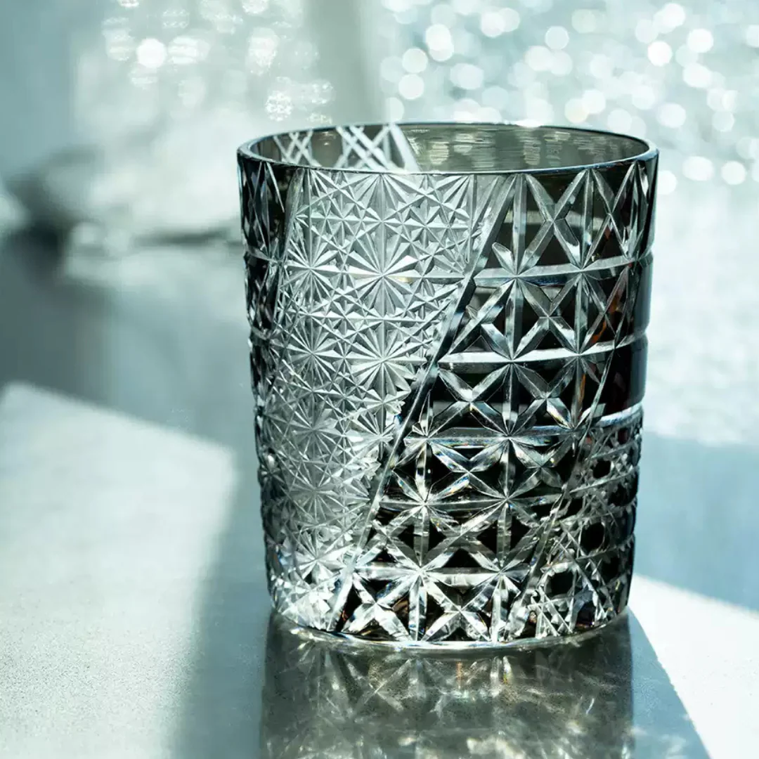 Edo Kiriko Hand-Carved Dark Knight Whiskey Glass - Image 4