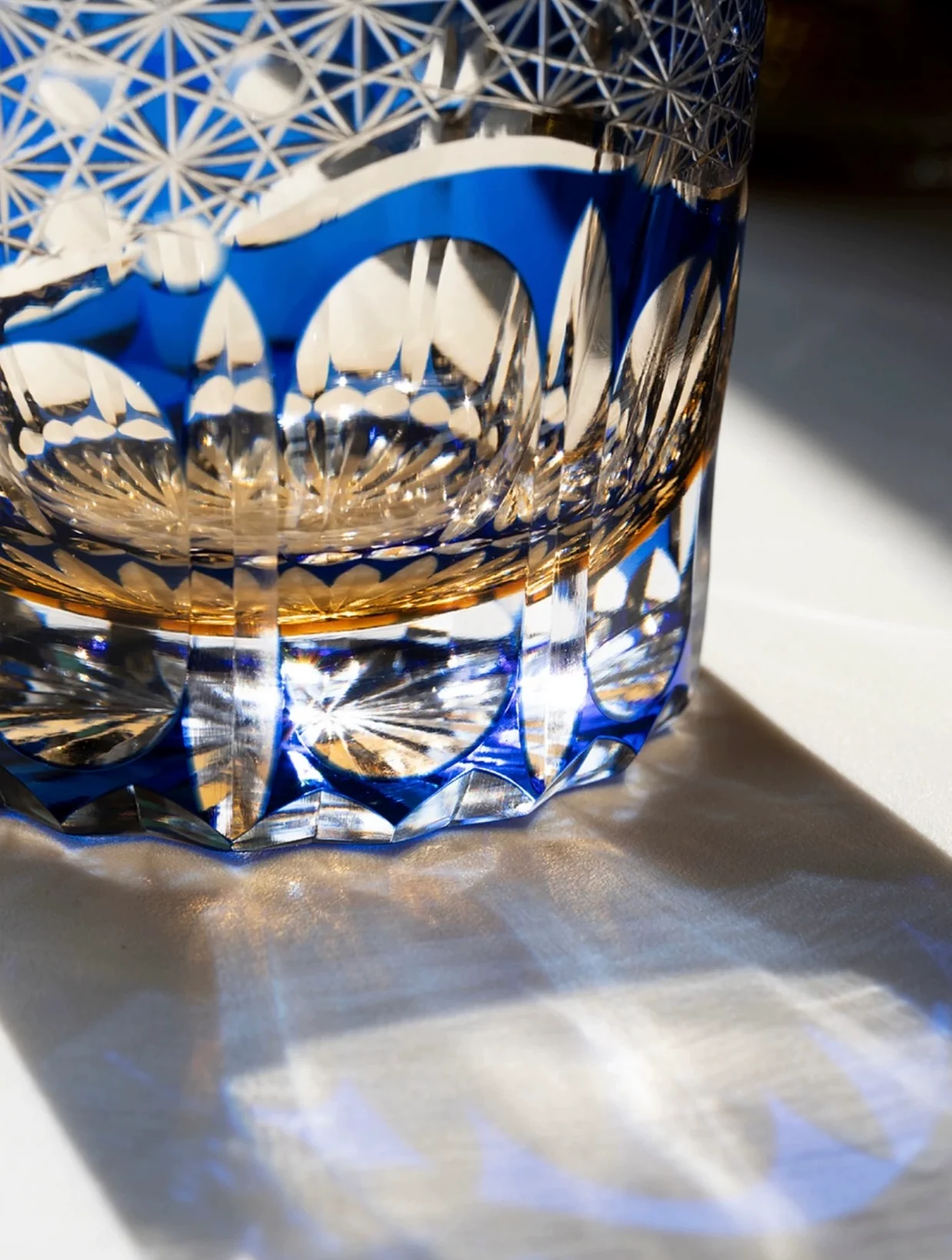 Edo Kiriko Hand-Carved Dawn Tricolor Whiskey Glass - Image 4
