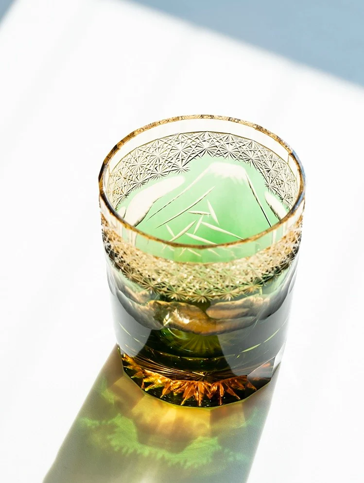 Edo Kiriko Hand-Carved Mount Fuji Whiskey Glass - Image 4