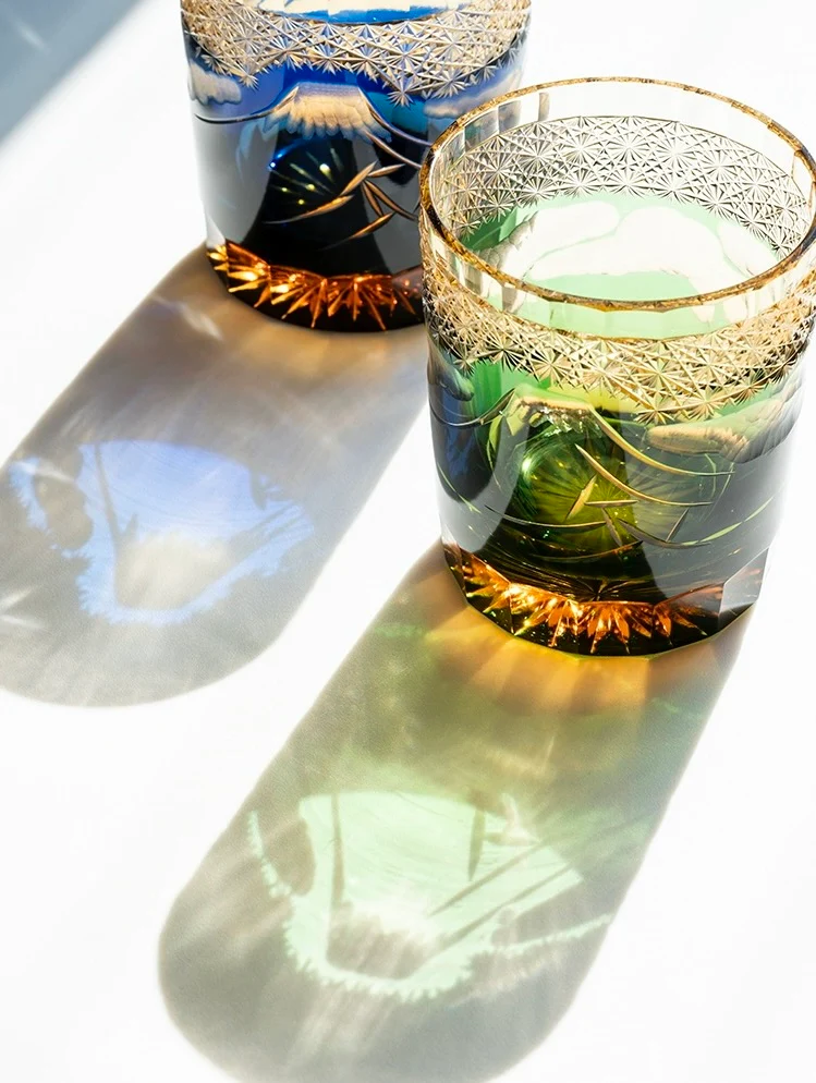 Edo Kiriko Hand-Carved Mount Fuji Whiskey Glass - Image 9