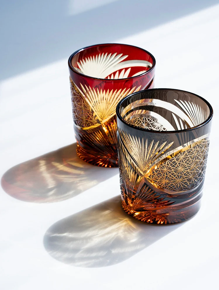 Edo Kiriko Hand-Carved Peacock Pattern Whiskey Glass - Image 10