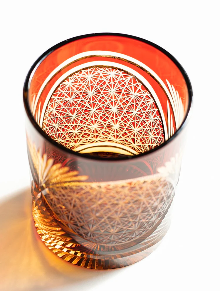 Edo Kiriko Hand-Carved Peacock Pattern Whiskey Glass - Image 7