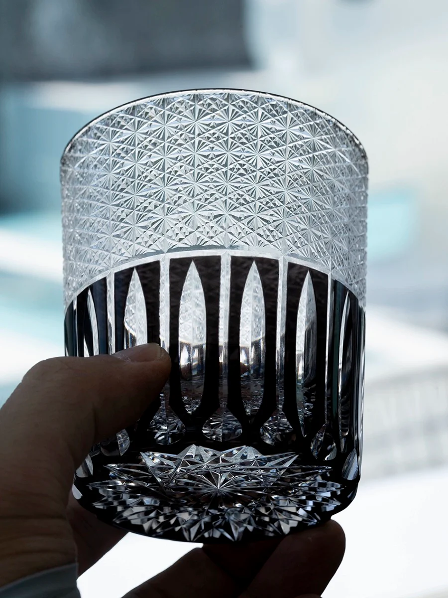Edo Kiriko Hand-Carved Rainy Night Whiskey Glass - Image 3