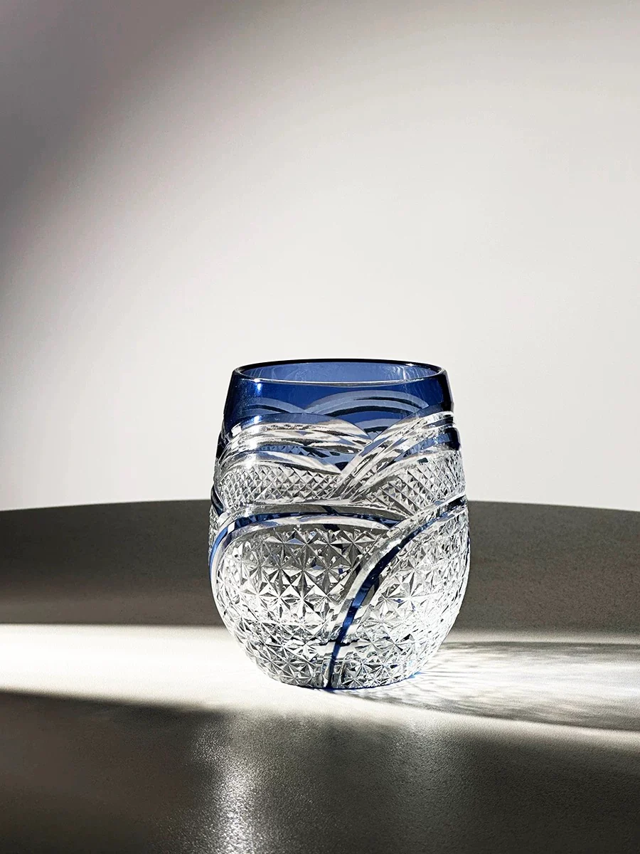 Edo Kiriko Hand-Carved Ripple Whiskey Glass - Image 3