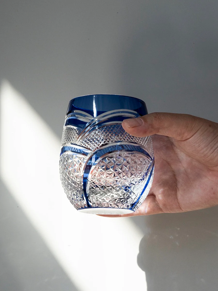 Edo Kiriko Hand-Carved Ripple Whiskey Glass - Image 7