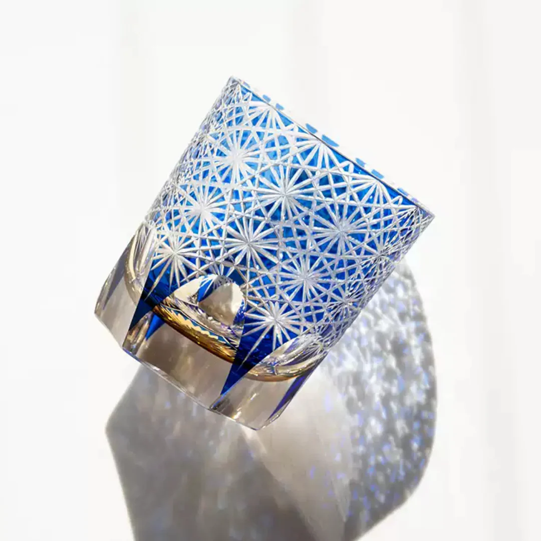 Edo Kiriko Hand-Carved Star Sparkle Whiskey Glass - Image 3