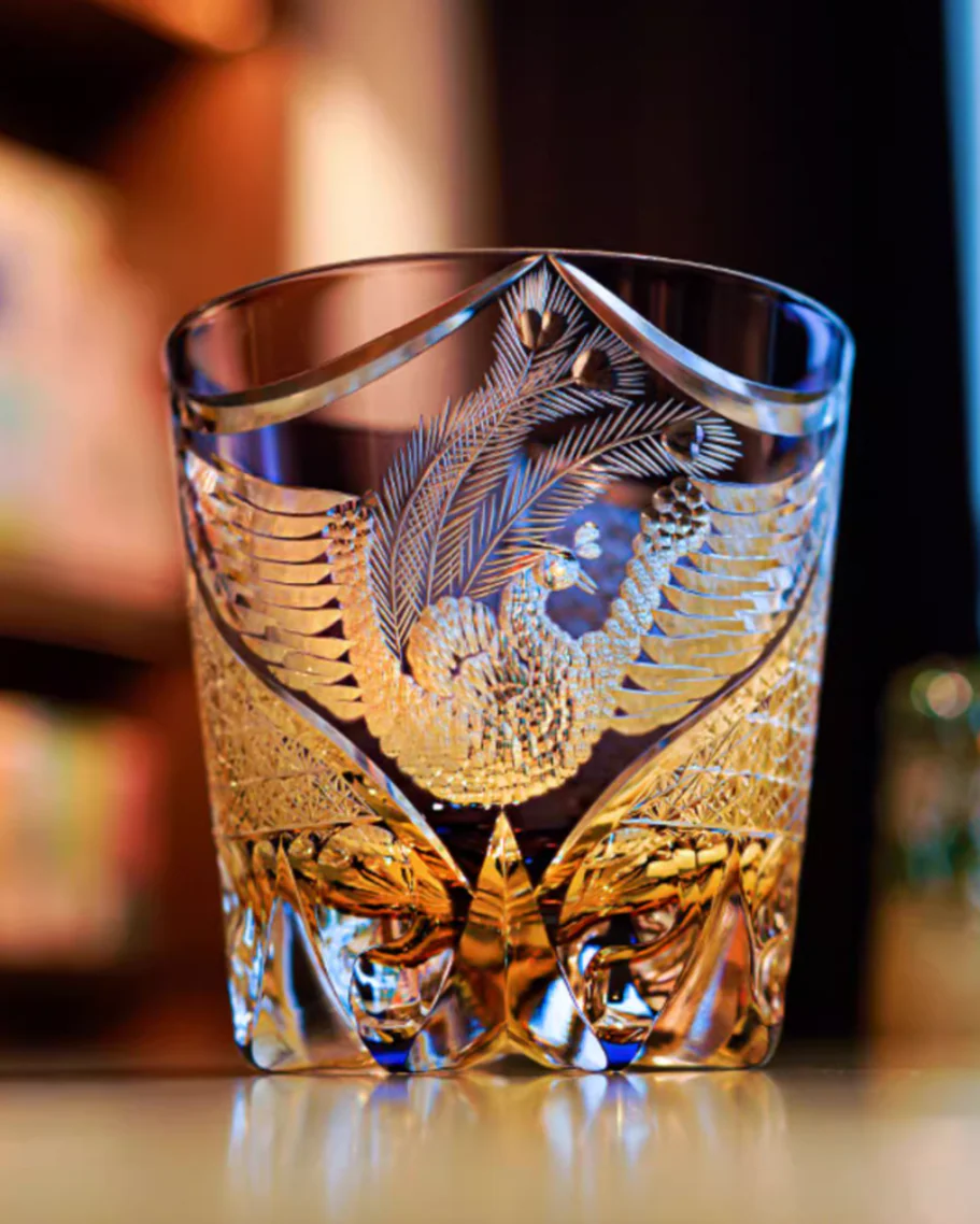 Edo Kiriko Hand-Carved The Phoenix Whiskey Glass - Image 3