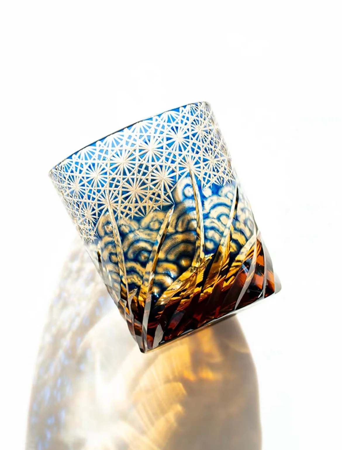 Edo Kiriko Hand-Carved Wave Pattern Whiskey Glass - Image 4