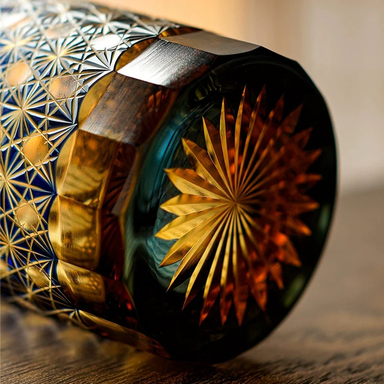 Edo Kiriko Hand-Carved Aurora Whiskey Glass - Image 5