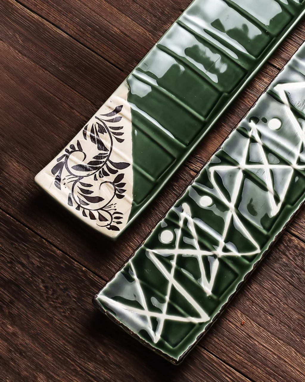 Fukutora Ware Hand-Painted Checkered Long Sushi Plate - Image 4