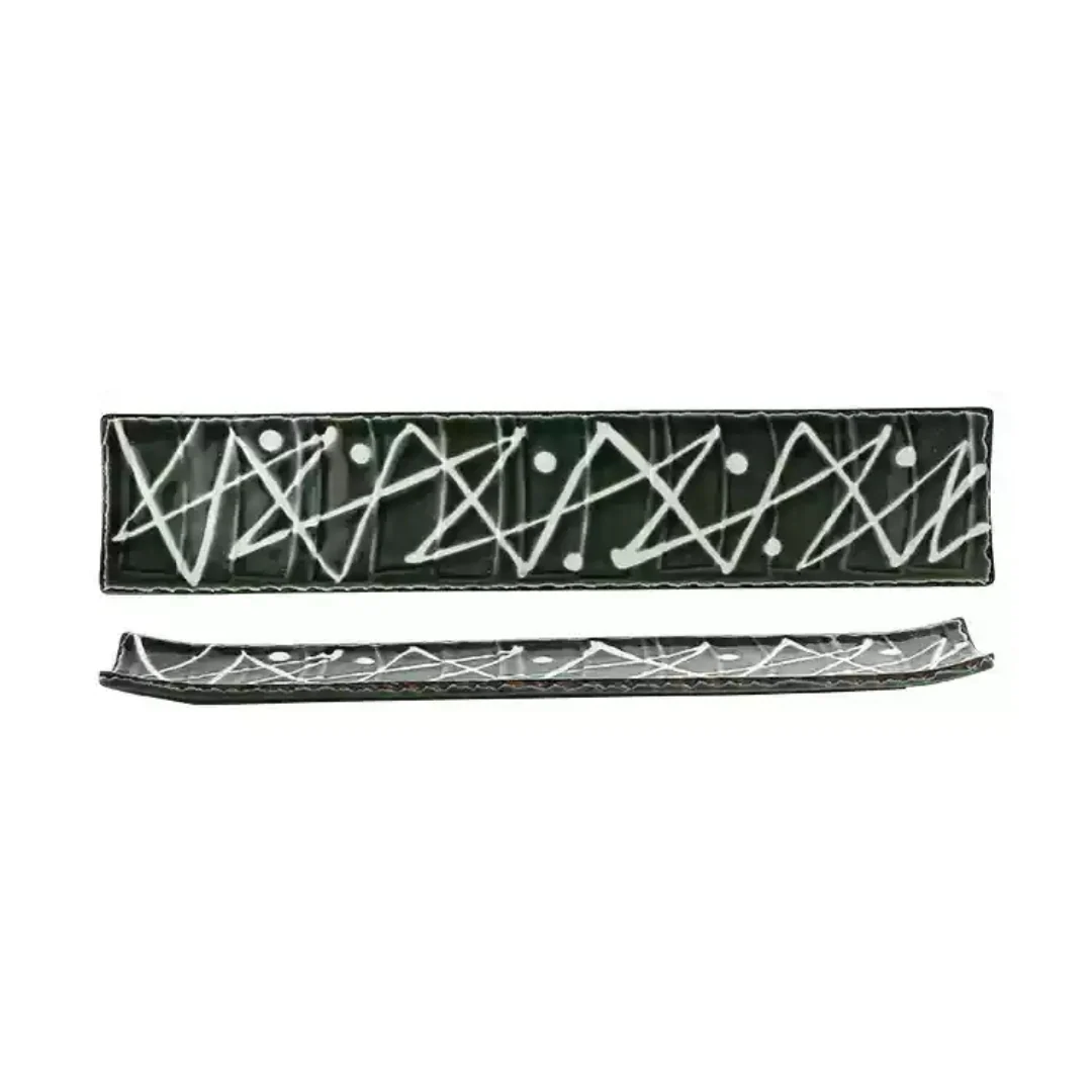Fukutora Ware Hand-Painted Checkered Long Sushi Plate - Image 9