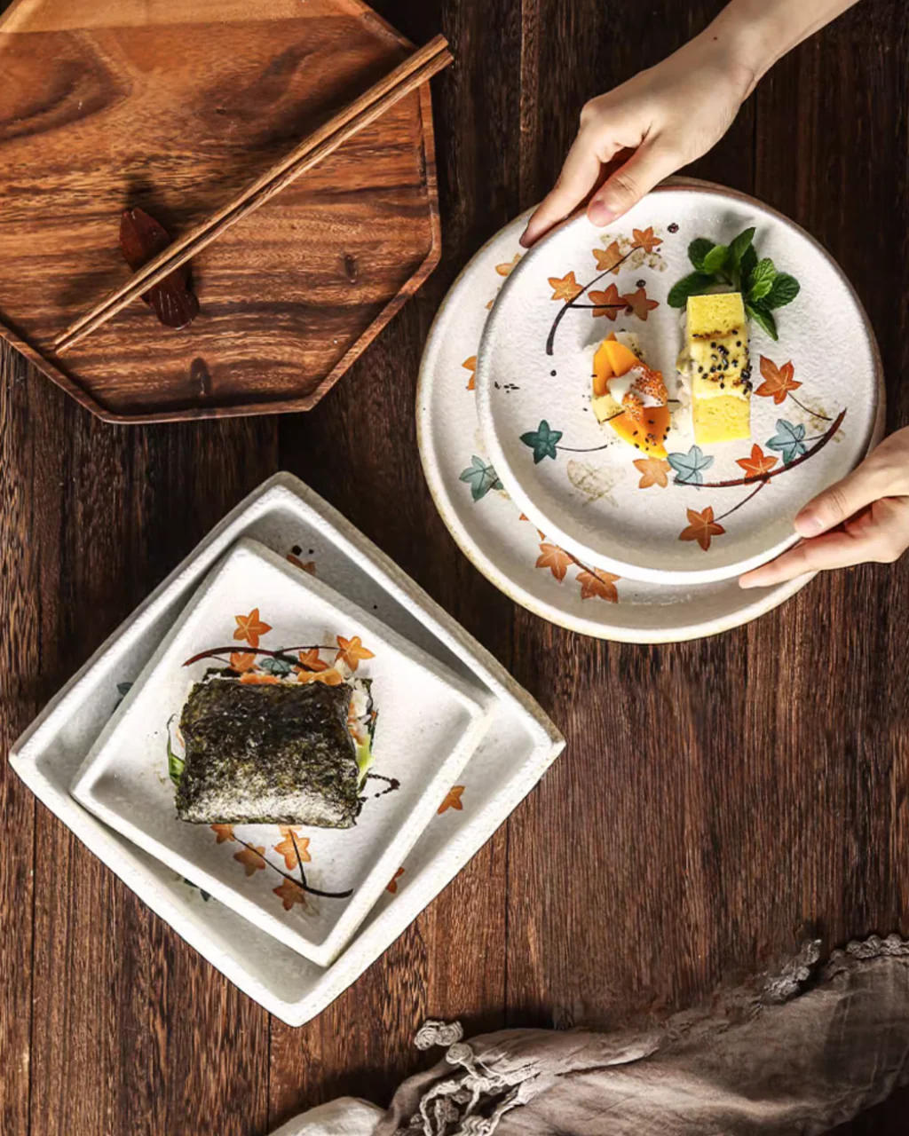 Fukutora Ware Hand-Painted Maple Leaf Plate - Image 11
