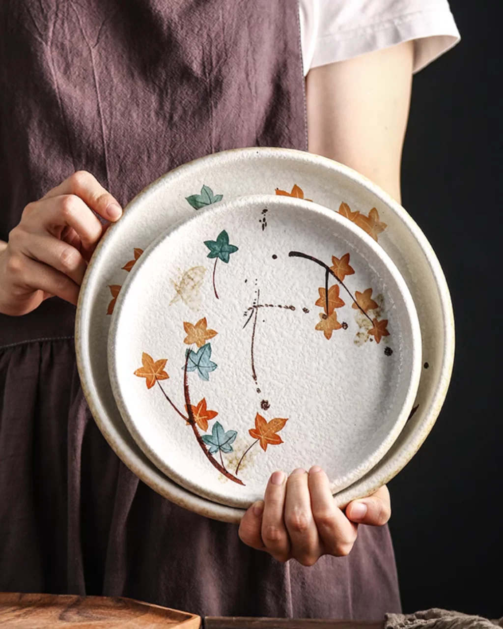 Fukutora Ware Hand-Painted Maple Leaf Plate - Image 13