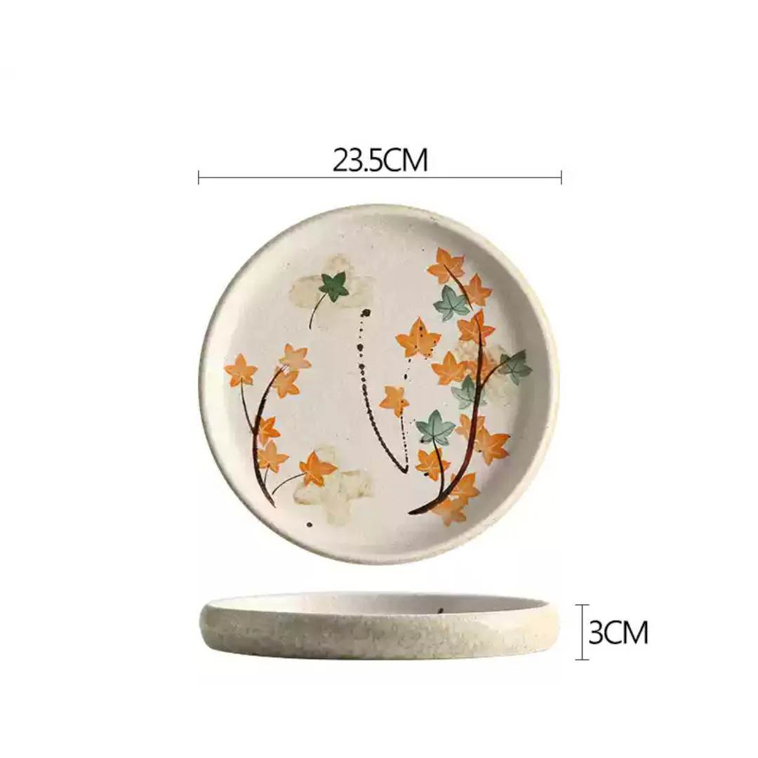 Fukutora Ware Hand-Painted Maple Leaf Plate - Image 17