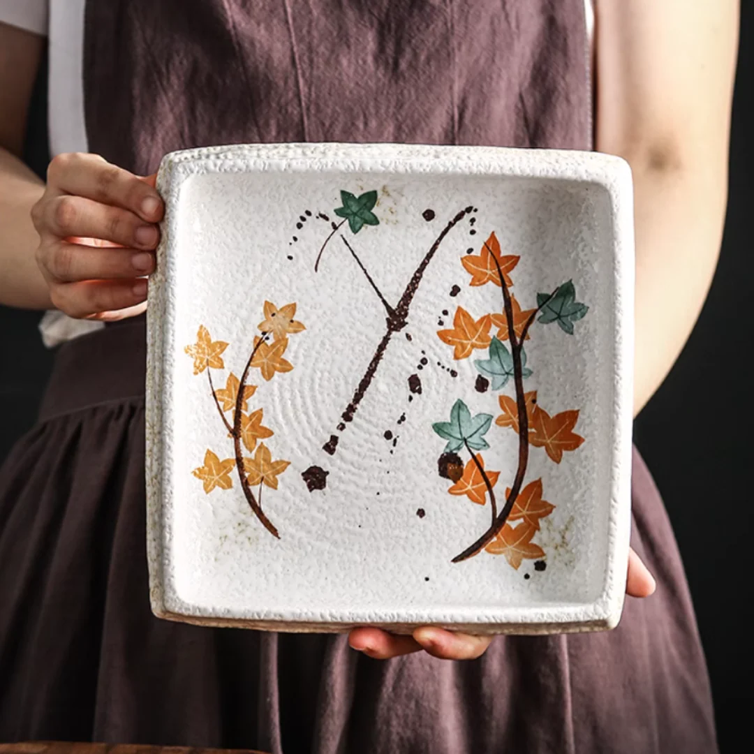Fukutora Ware Hand-Painted Maple Leaf Plate - Image 2