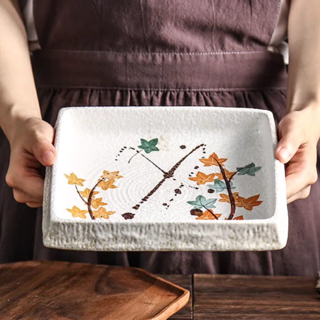 Fukutora Ware Hand-Painted Maple Leaf Plate - Image 8