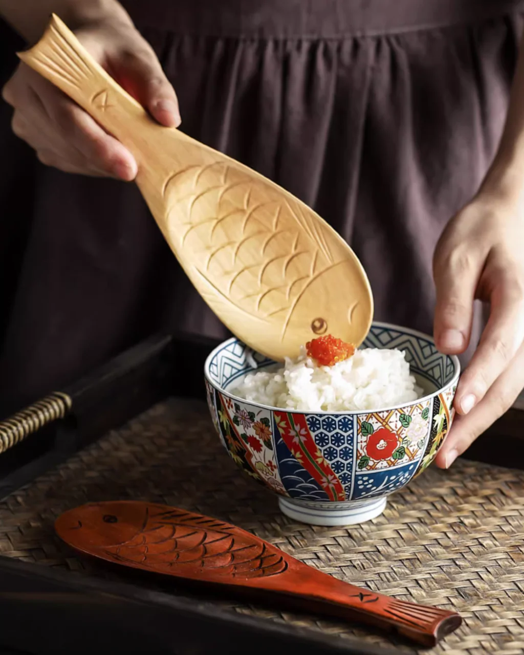 Fukutora Ware Handcrafted Fish-Shaped Wooden Spoon - Image 4