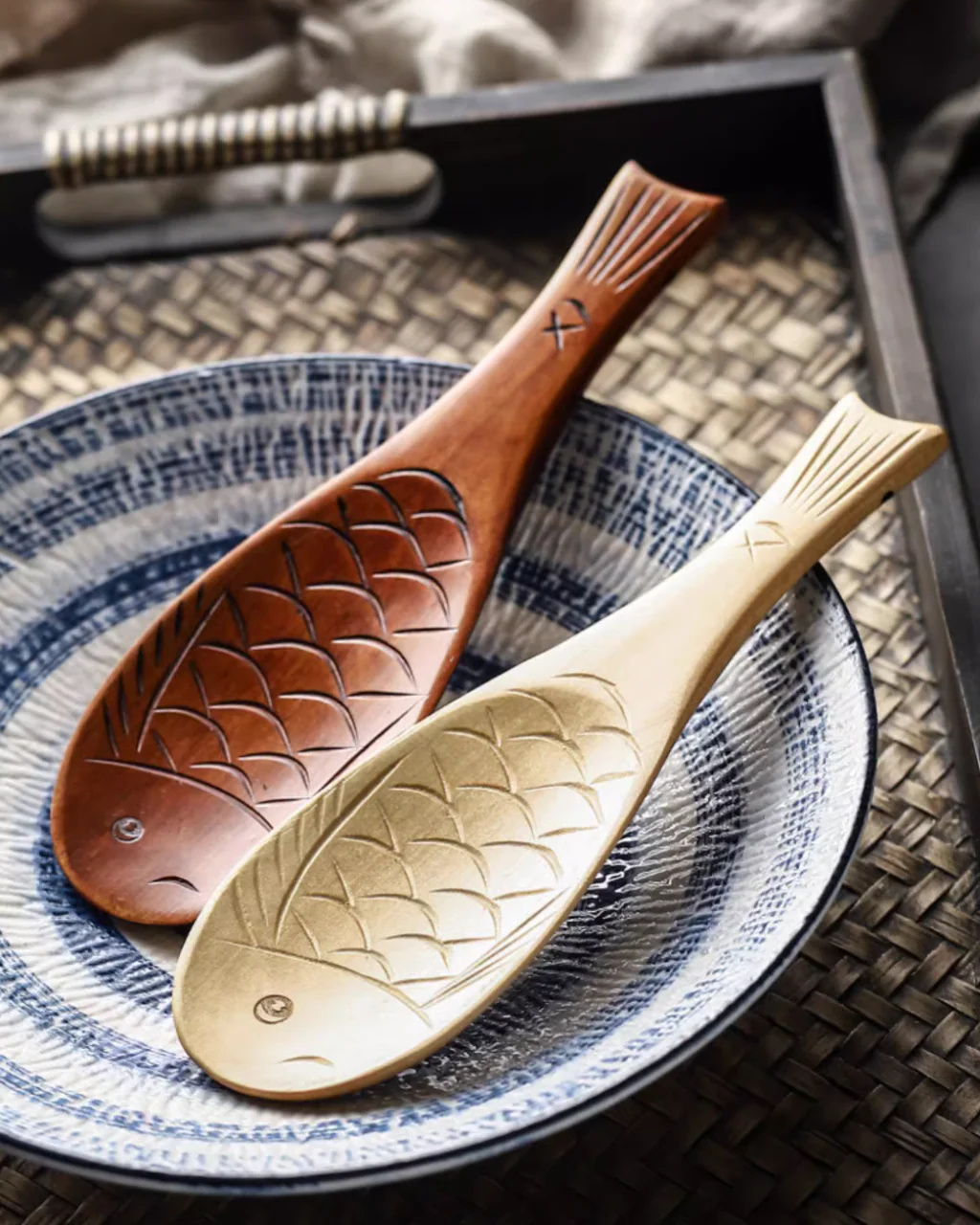 Fukutora Ware Handcrafted Fish-Shaped Wooden Spoon - Image 5