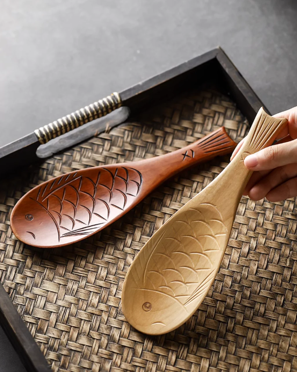 Fukutora Ware Handcrafted Fish-Shaped Wooden Spoon - Image 7