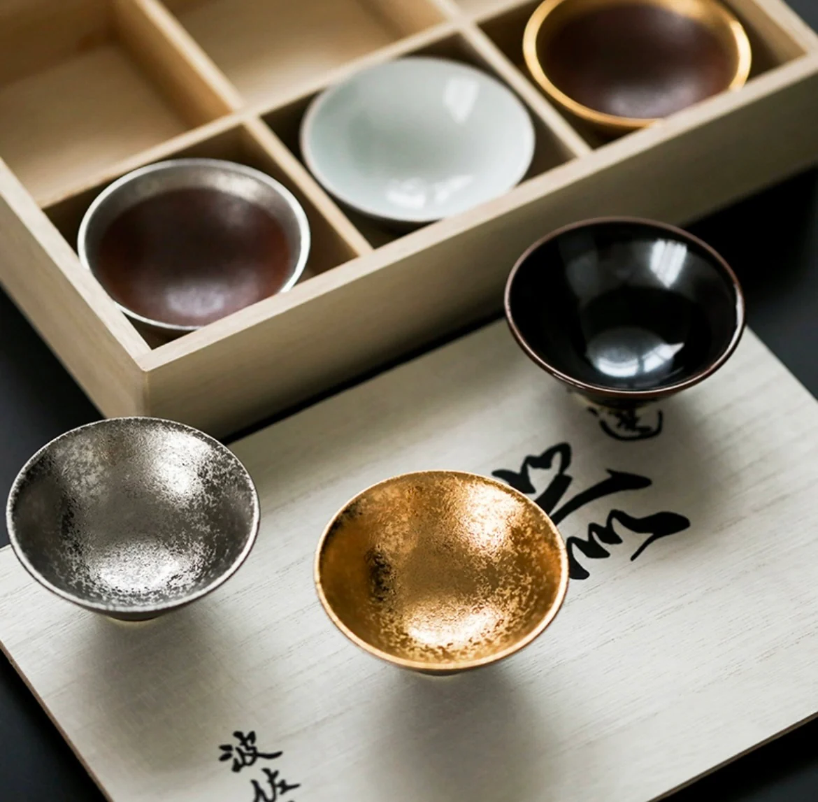 Hasami-Yaki Gold and Silver Tenmoku Chawan Set - Image 3