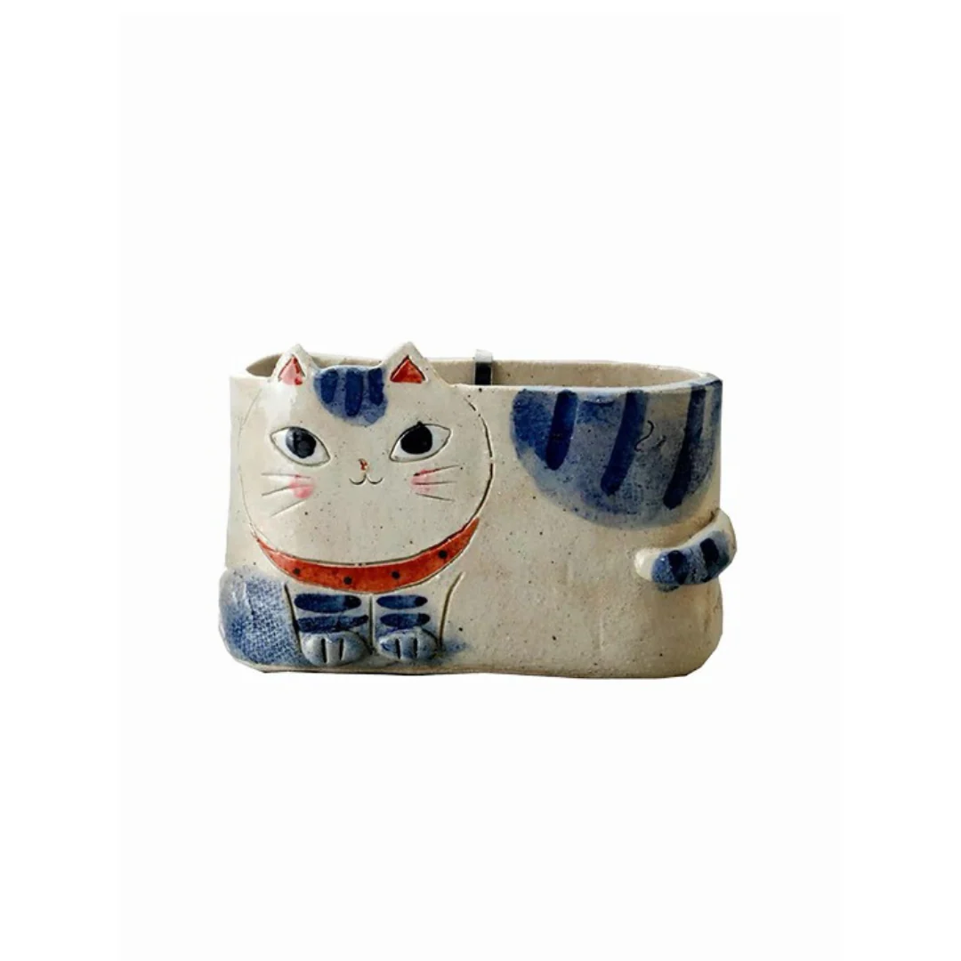 Kanesan Hand-Painted Cat Ceramic Planter - Image 13