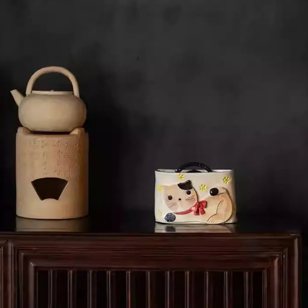 Kanesan Hand-Painted Cat Ceramic Planter - Image 3