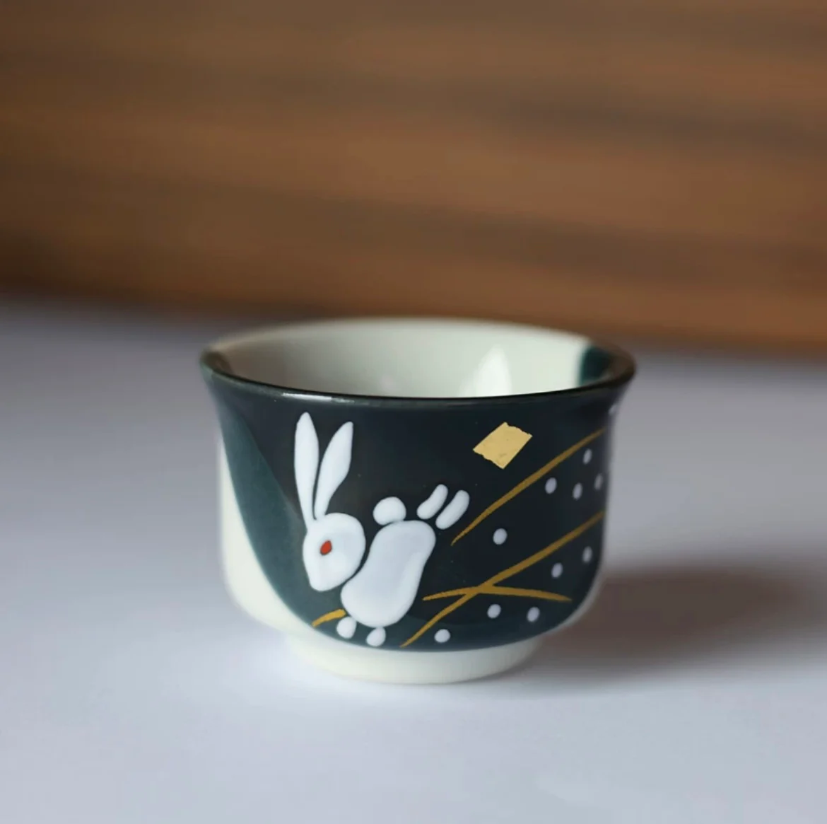 Kutani Ware Hand-Painted Running Rabbit Sake Set - Image 6