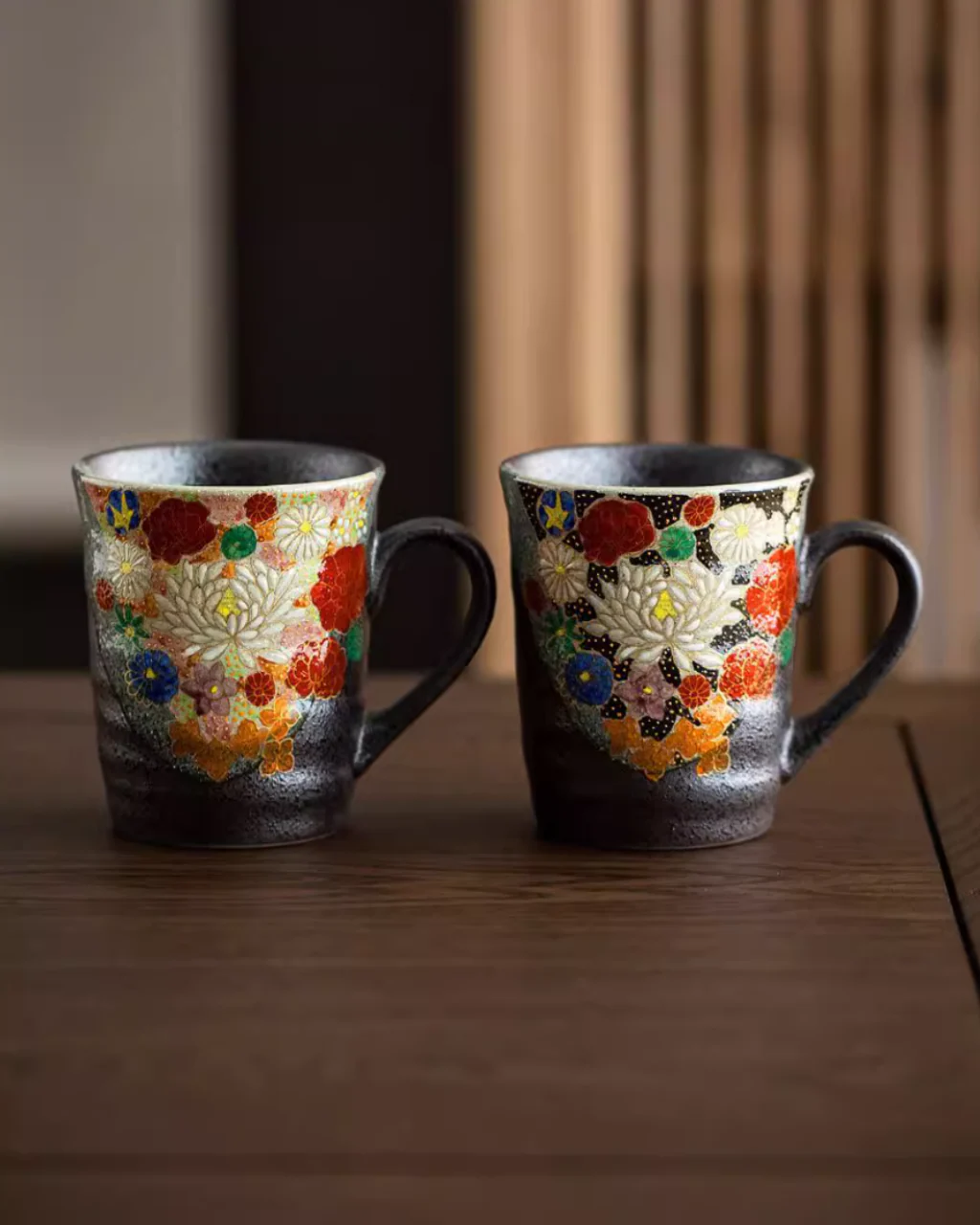 Kutani Ware Handcrafted Golden Floral Couple Mug Set – Wedding Gift - Image 6