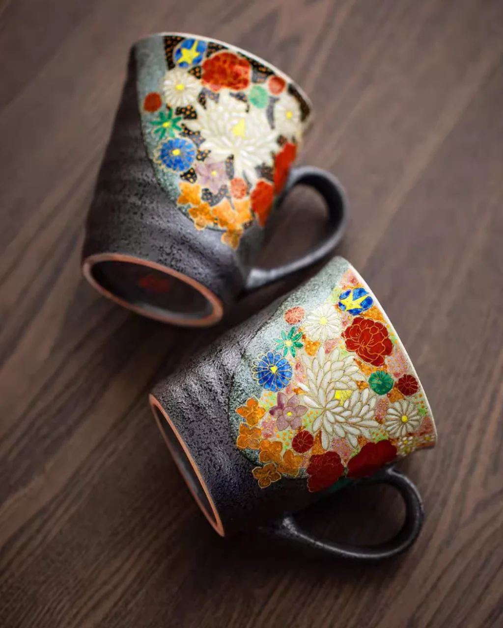 Kutani Ware Handcrafted Golden Floral Couple Mug Set – Wedding Gift - Image 7