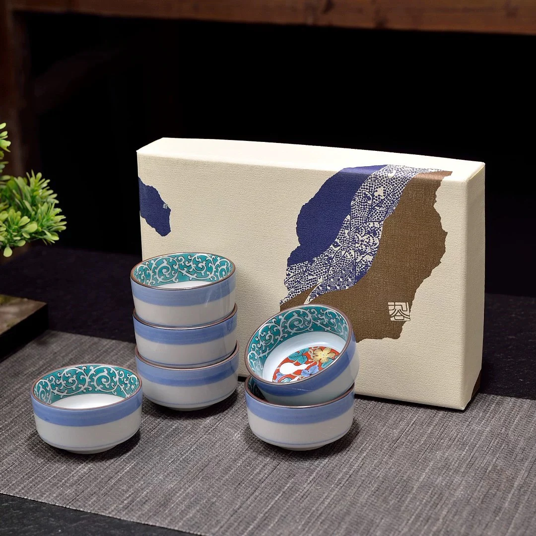 Kutani Ware Ukiyo-e Japanese Tea Cup Gift Set - Image 4