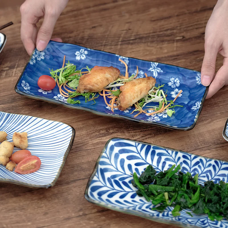 Mino Ware Botanical Series Underglaze Rectangular Plate - Image 9