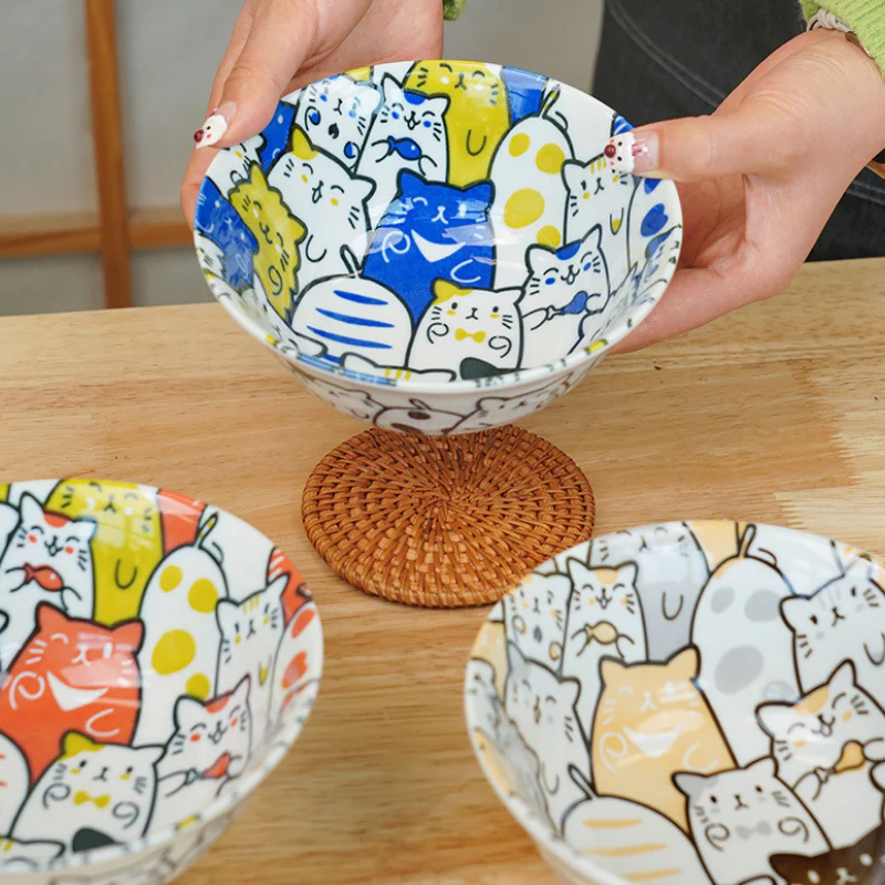 Mino Ware Cat and Dog Series Underglaze Rice Bowl - Image 11