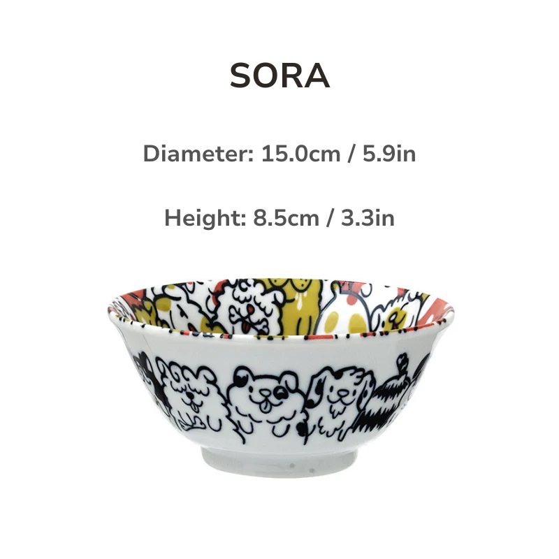 Mino Ware Cat and Dog Series Underglaze Rice Bowl - Image 14