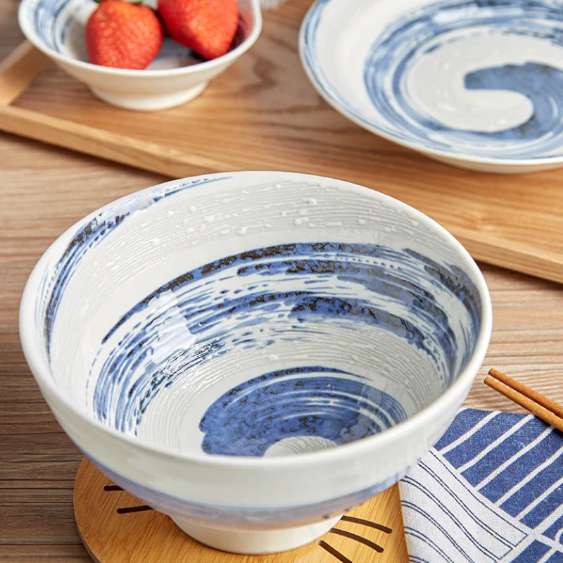 Mino Ware Funshuki Seiryuu Series Underglaze Bowl and Plate Set - Image 10