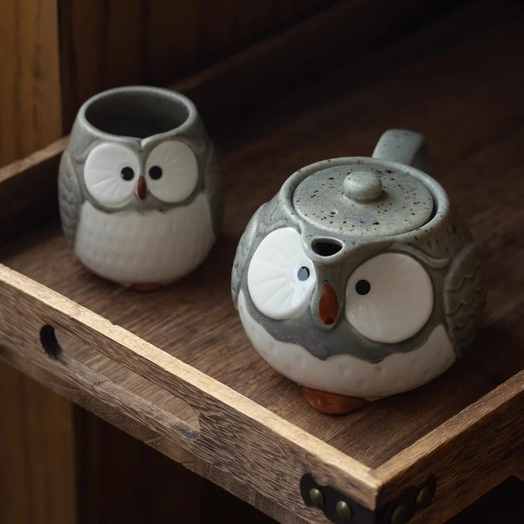 Mino Ware Owl Tea Set - Image 2