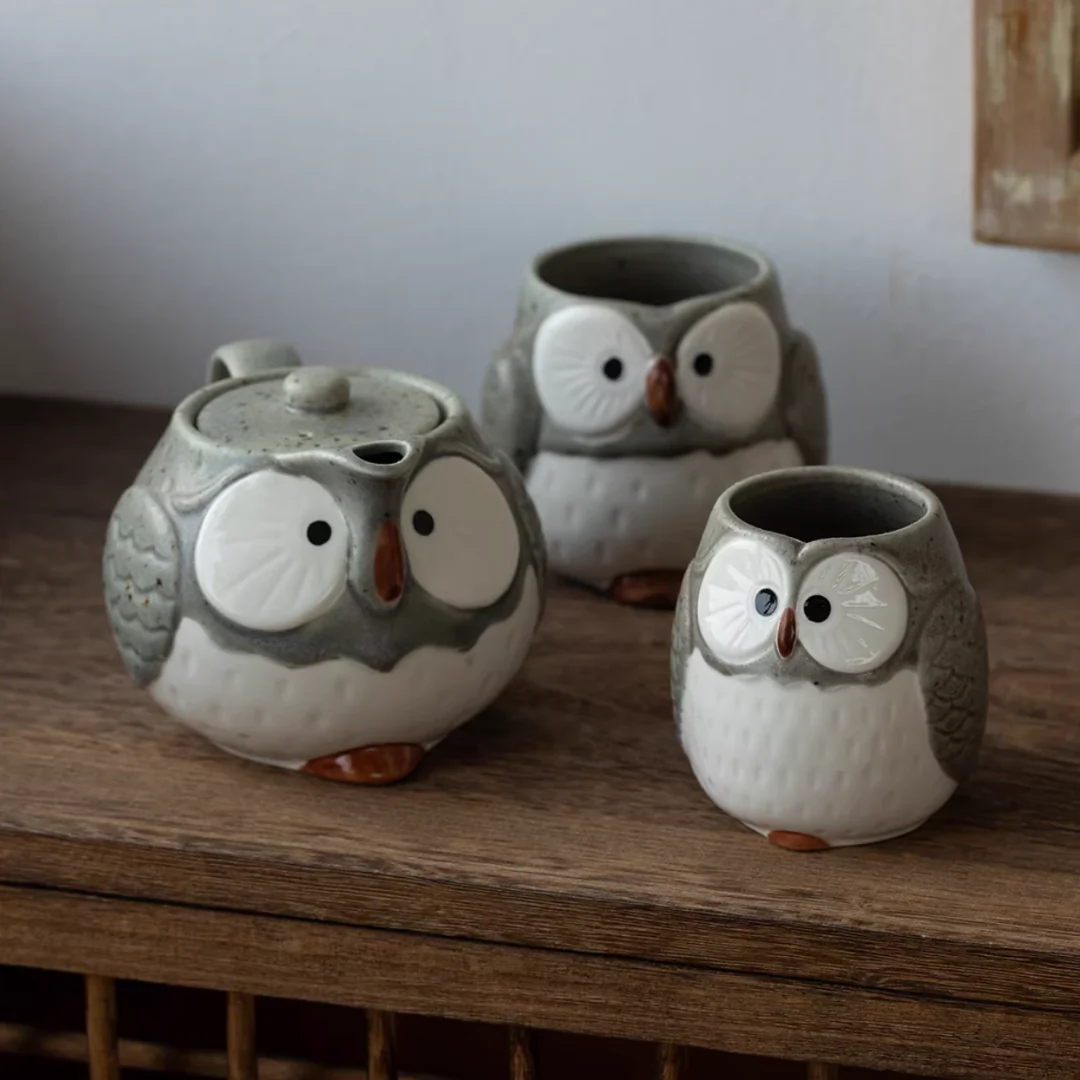 Mino Ware Owl Tea Set - Image 3