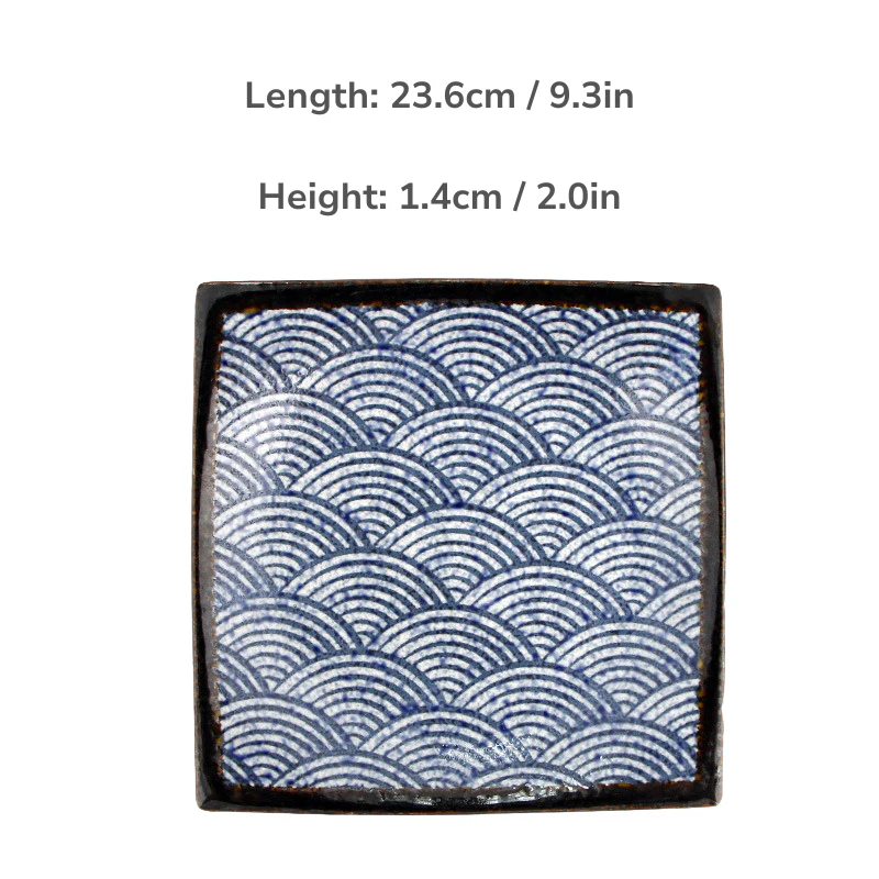 Mino Ware Rectangular Ripple Sushi Plate Gift Set - Image 12