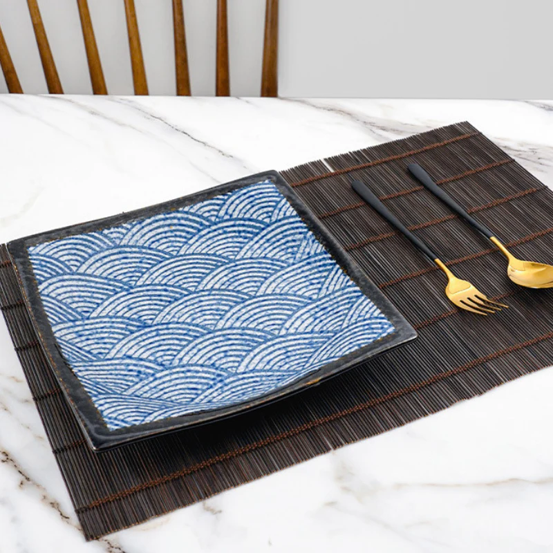 Mino Ware Rectangular Ripple Sushi Plate Gift Set - Image 6