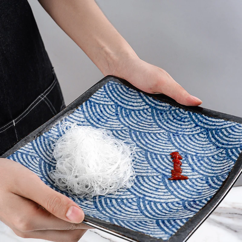 Mino Ware Rectangular Ripple Sushi Plate Gift Set - Image 7