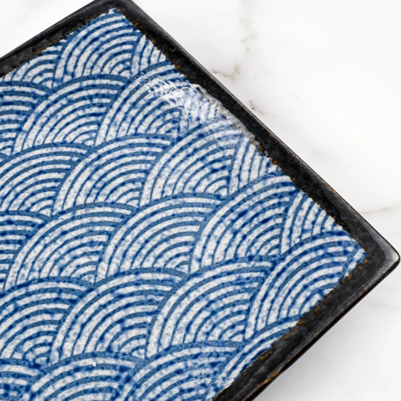 Mino Ware Rectangular Ripple Sushi Plate Gift Set - Image 8